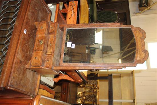 Early 18th century banded walnut toilet mirror